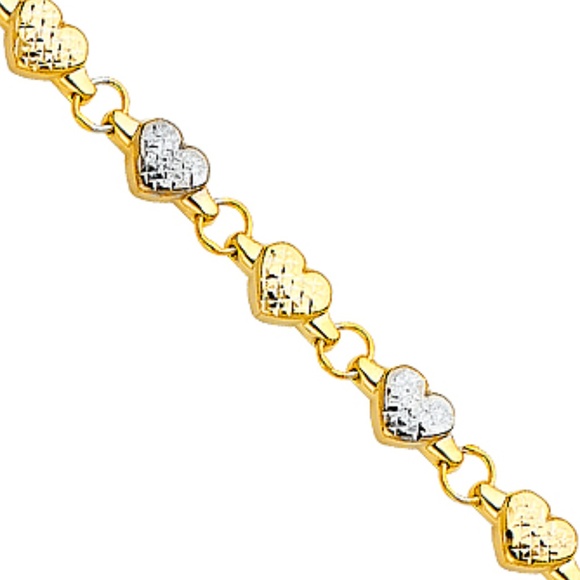 Jewelry - 14k Solid Yellow Gold & White Gold Heart Bracelete